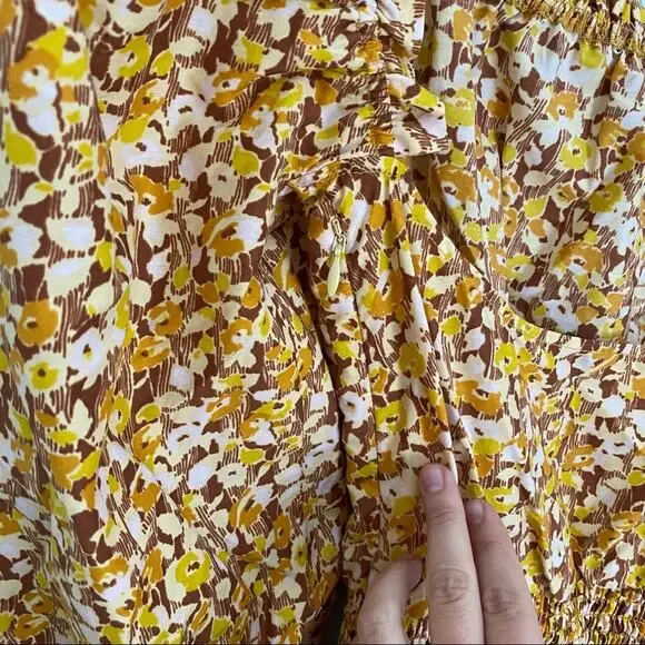 RIXO London Floral Dainty Ditsy Cottagecore Orange Maxi Dress Puff Sleeve M - Picture 16 of 16